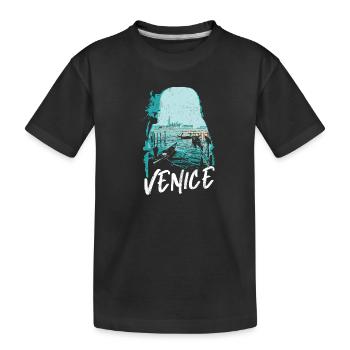 Venise et ses Gondoles: Illustration Élégante - T-shirt bio Premium Enfant - noir - Devant