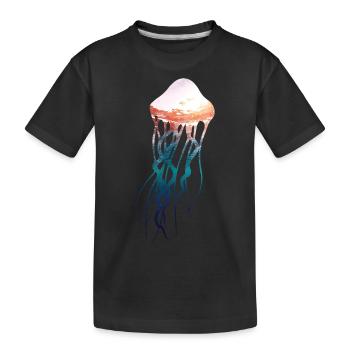 Jellyfish - Underwater with sunset - Kids' Premium Organic T-Shirt - black - Front