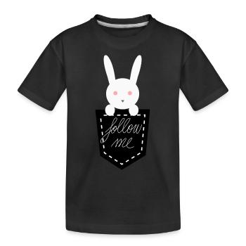 Weißes Kaninchen in der Tasche - Kinder Premium Bio T-Shirt - Schwarz - Vorne