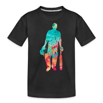 Cricket-Spieler in Popart - Kinder Premium Bio T-Shirt - Schwarz - Vorne