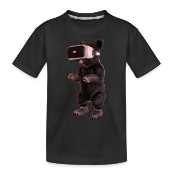 Bär mit Virtual Reality Headset - Kinder Premium Bio T-Shirt - Schwarz - Vorne