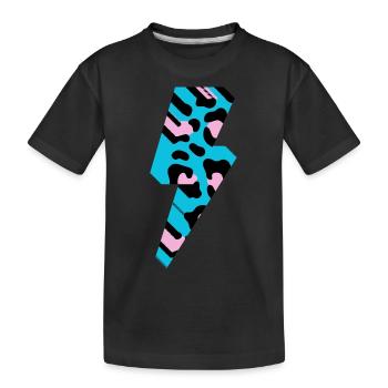Leopard Lightning 3D - Kids' Premium Organic T-Shirt - black - Front