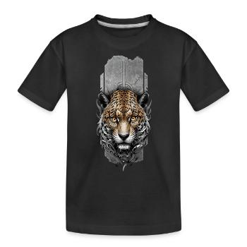 Fierce Majesty: Intense Jaguar Head - Kids' Premium Organic T-Shirt - black - Front