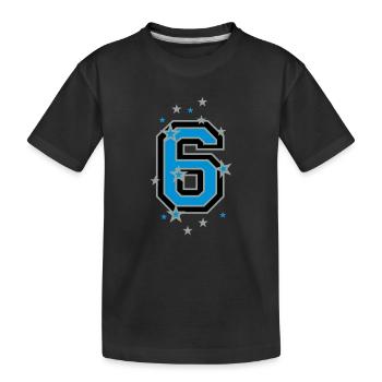 Mit Sterne verzierte Nummer Sechs - Kinder Premium Bio T-Shirt - Schwarz - Vorne