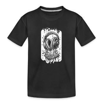Comic Kopfhörer mit Tropfen - Kinder Premium Bio T-Shirt - Schwarz - Vorne