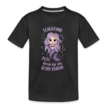 Schulkind 2024 Meerjungfrau Bereit Einschulung - Kinder Premium Bio T-Shirt - Schwarz - Vorne