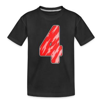 4 - Motif de chiffres à quatre chiffres rouge - T-shirt bio Premium Enfant - noir - Devant