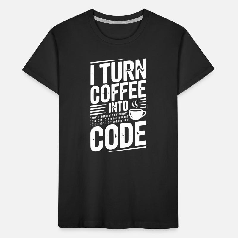 Ich verwandle Kaffee in Code Kinder Premium Bio T-Shirt