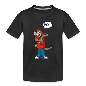 Loup rappeur - T-shirt bio Premium Enfant - noir - Devant