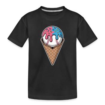 Une cuillère de glace de baseball avec des vermicelles dans un pavillon de gaufres - T-shirt bio Premium Enfant - noir - Devant