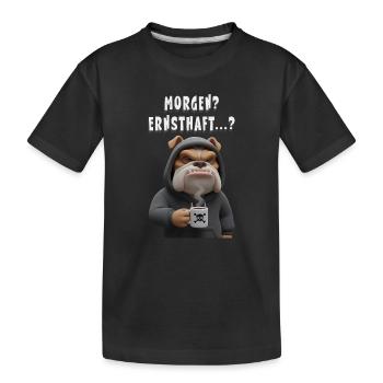 Grummelige Bulldogge mit Kaffee Spruch - Kinder Premium Bio T-Shirt - Schwarz - Vorne