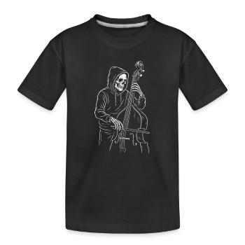 Hooded Skeleton Cellist - Kids' Premium Organic T-Shirt - black - Front