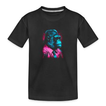 80er Jahre Neon Business Gorilla Artwork - Kinder Premium Bio T-Shirt - Schwarz - Vorne