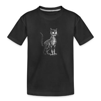 Gruseliges, liebenswertes Cartoon-Katzen-Skelett - Kinder Premium Bio T-Shirt - Schwarz - Vorne