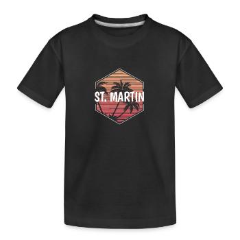 St Martin Beach Vacation Souvenir - Kids' Premium Organic T-Shirt - black - Front