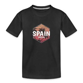 Barcelona Beach Vacation Souvenir - Kids' Premium Organic T-Shirt - black - Front