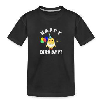 Happy Bird Day Geburtstag Wortspiel - Kinder Premium Bio T-Shirt - Schwarz - Vorne