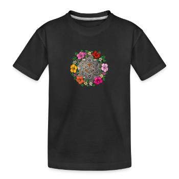 Taino Sonne - Kinder Premium Bio T-Shirt - Schwarz - Vorne