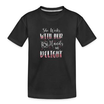 Fotografin Hobby Leidenschaft Bilder - Kinder Premium Bio T-Shirt - Schwarz - Vorne