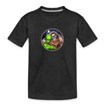 Bigfoot and Alien - Kids' Premium Organic T-Shirt - black - Front