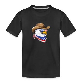 Pygargue à tête blanche américain Cowboy - T-shirt bio Premium Enfant - noir - Devant
