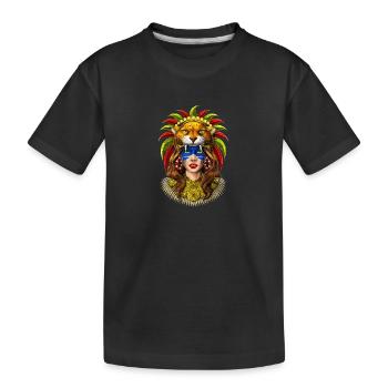 Aztec Warrior Jaguar Headdress - Kids' Premium Organic T-Shirt - black - Front