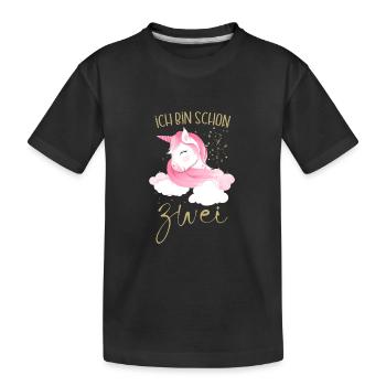 Ich bin Zwei Jahre Zweiter Geburtstag Einhorn Süß - Kinder Premium Bio T-Shirt - Schwarz - Vorne
