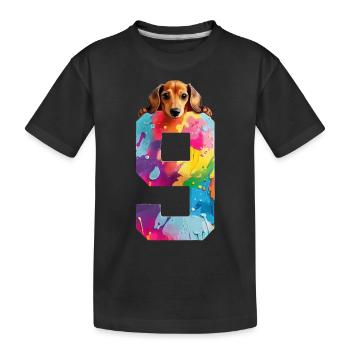 DOG 9 YEARS OLD DACHSHUND 9TH BIRTHDAY - Kids' Premium Organic T-Shirt - black - Front