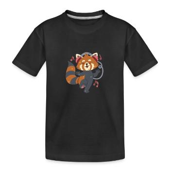 Roter Panda hört Musik und tanzt - Kinder Premium Bio T-Shirt - Schwarz - Vorne