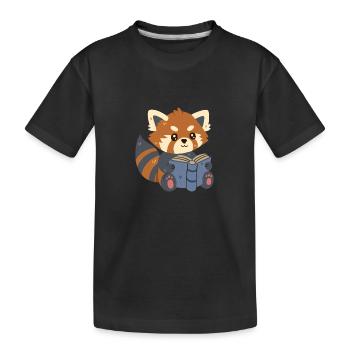 Roter Panda liest ein Buch - Kinder Premium Bio T-Shirt - Schwarz - Vorne
