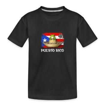 Puerto Rico Coqui Frosch Boricua Flagge - Kinder Premium Bio T-Shirt - Schwarz - Vorne