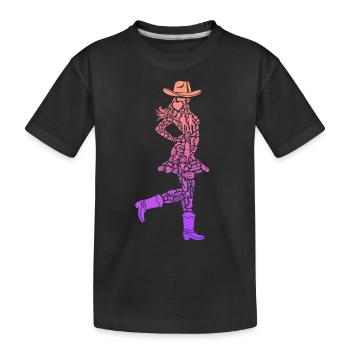 Linedance Dancer Cowgirls Mädchen Damen Line Dance - Kinder Premium Bio T-Shirt - Schwarz - Vorne