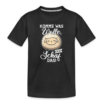 Schaf Hirte Wolle Lustiger Spruch Positiv Bauer - Kinder Premium Bio T-Shirt - Schwarz - Vorne