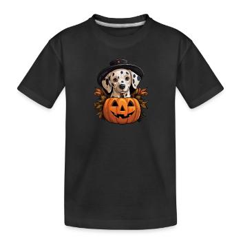 Lustiges Dalmertiner Halloween Design - Kinder Premium Bio T-Shirt - Schwarz - Vorne