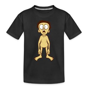 nackt erschrocken aengstlich schock schreien junge - Kinder Premium Bio T-Shirt - Schwarz - Vorne