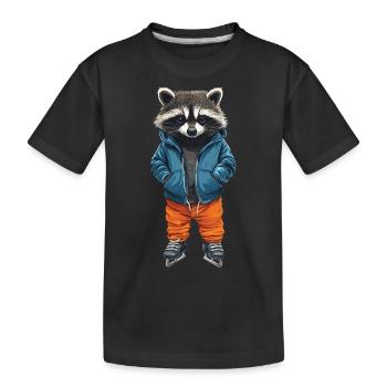 Waschbär - Kinder Premium Bio T-Shirt - Schwarz - Vorne