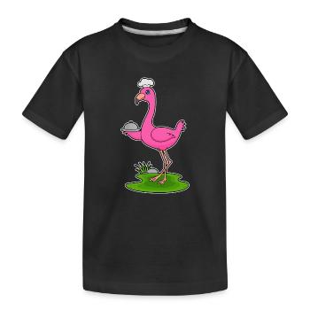 Flamingo Cooking Cooking Serving Bell - Kids' Premium Organic T-Shirt - black - Front
