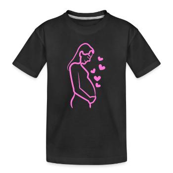 Mom Heart Baby Bump Pregnancy Pregnant - Kids' Premium Organic T-Shirt - black - Front