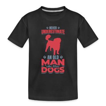 Vieil homme qui aime les chiens - T-shirt bio Premium Enfant - noir - Devant