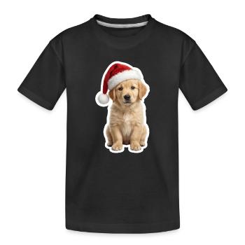 Un petit chiot Retriever adore Noël - T-shirt bio Premium Enfant - noir - Devant