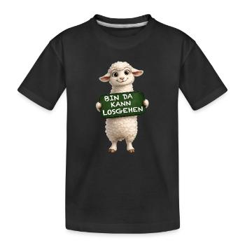 Mutiges Lamm Schildmotiv - Kinder Premium Bio T-Shirt - Schwarz - Vorne