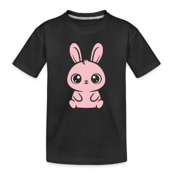 Kawaii Hase Rosa Große Augen Süß - Kinder Premium Bio T-Shirt - Schwarz - Vorne