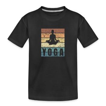 Yoga Strech Sport Lotus Atmung Crunge Effekt - Kinder Premium Bio T-Shirt - Schwarz - Vorne