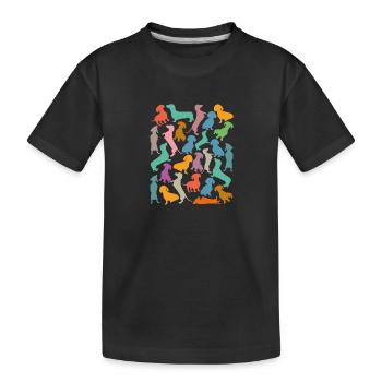 Motifs de nombreux teckels colorés - T-shirt bio Premium Enfant - noir - Devant