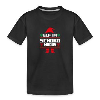 Weihnachtself Weihnachten Weihnachtsmann Schoko El - Kinder Premium Bio T-Shirt - Schwarz - Vorne