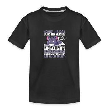 Faulenzer Langschläfer Motivation Katze - Kinder Premium Bio T-Shirt - Schwarz - Vorne