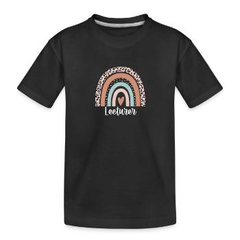 Lecturer Rainbow Leopard Funny Lecturer - Kids' Premium Organic T-Shirt - black - Front