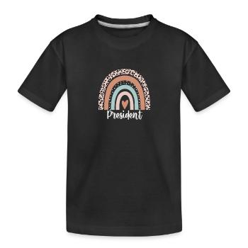 Präsident Rainbow Leopard Lustiger Präsident - Kinder Premium Bio T-Shirt - Schwarz - Vorne