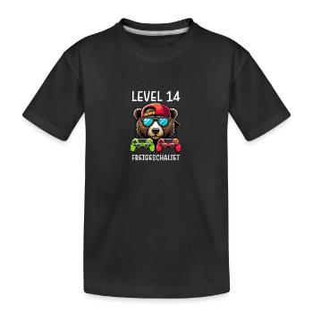 Level 14 Freigeschaltet Gamer Geburtstag Gaming - Kinder Premium Bio T-Shirt - Schwarz - Vorne
