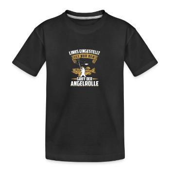 Links eingestellt ist nur der Griff der Angelrolle - Kinder Premium Bio T-Shirt - Schwarz - Vorne
